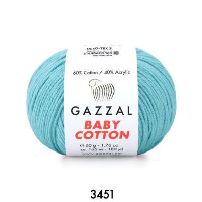 GAZZAL  BABY COTTON   3451  - 60% Хлопок, 40% Акрил 50 г/165 м